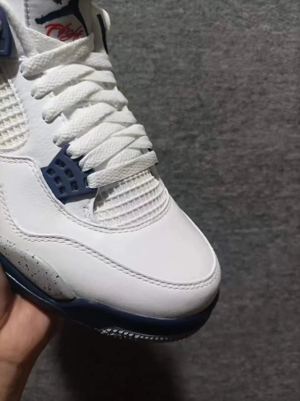 classic Air Jordan 4 Retro White Midnight Navy - Hình 5