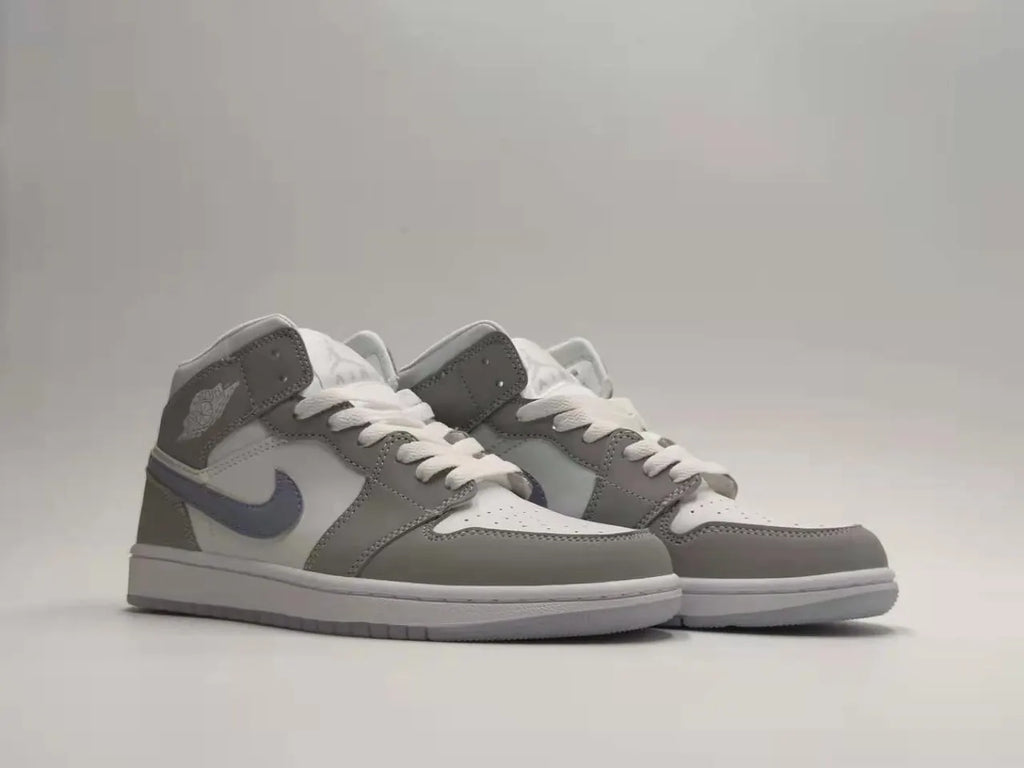 classic Air Jordan 1 Mid White Grey - Hình 2