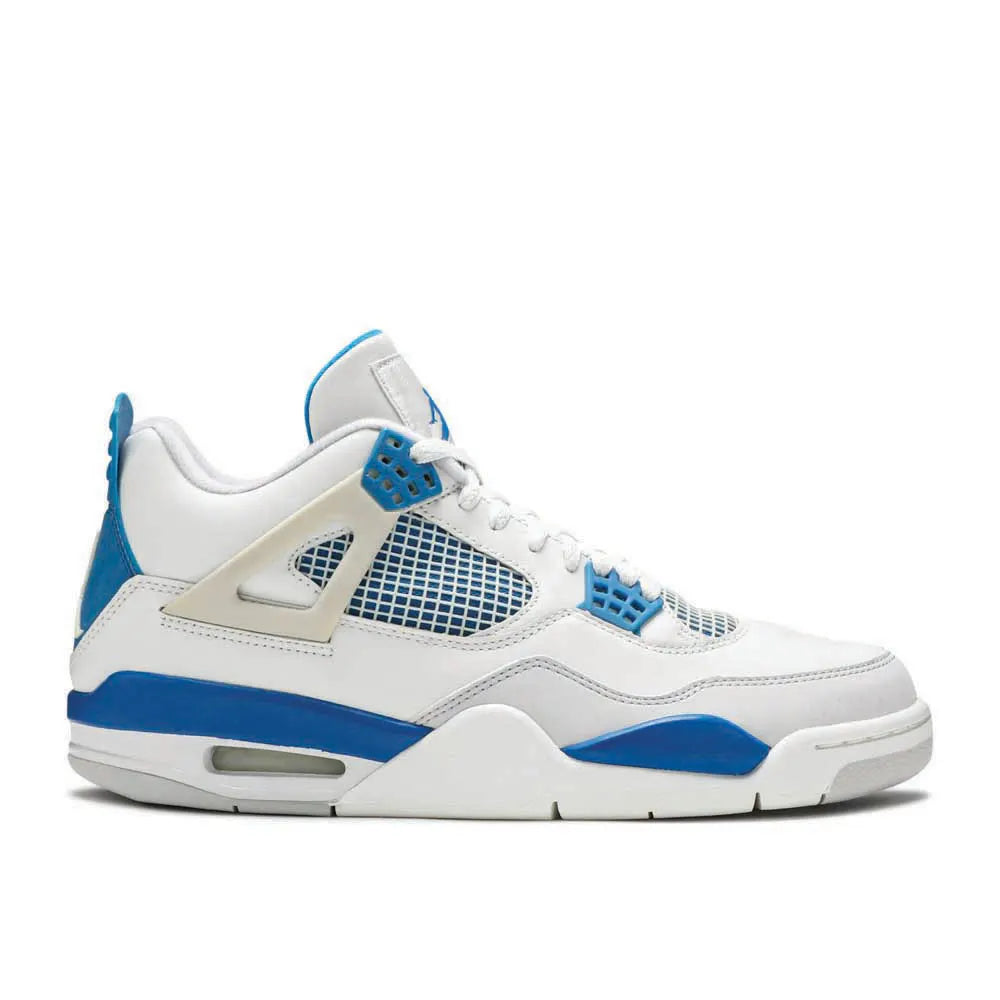 white Jordan 4 Retro Hyper Royal