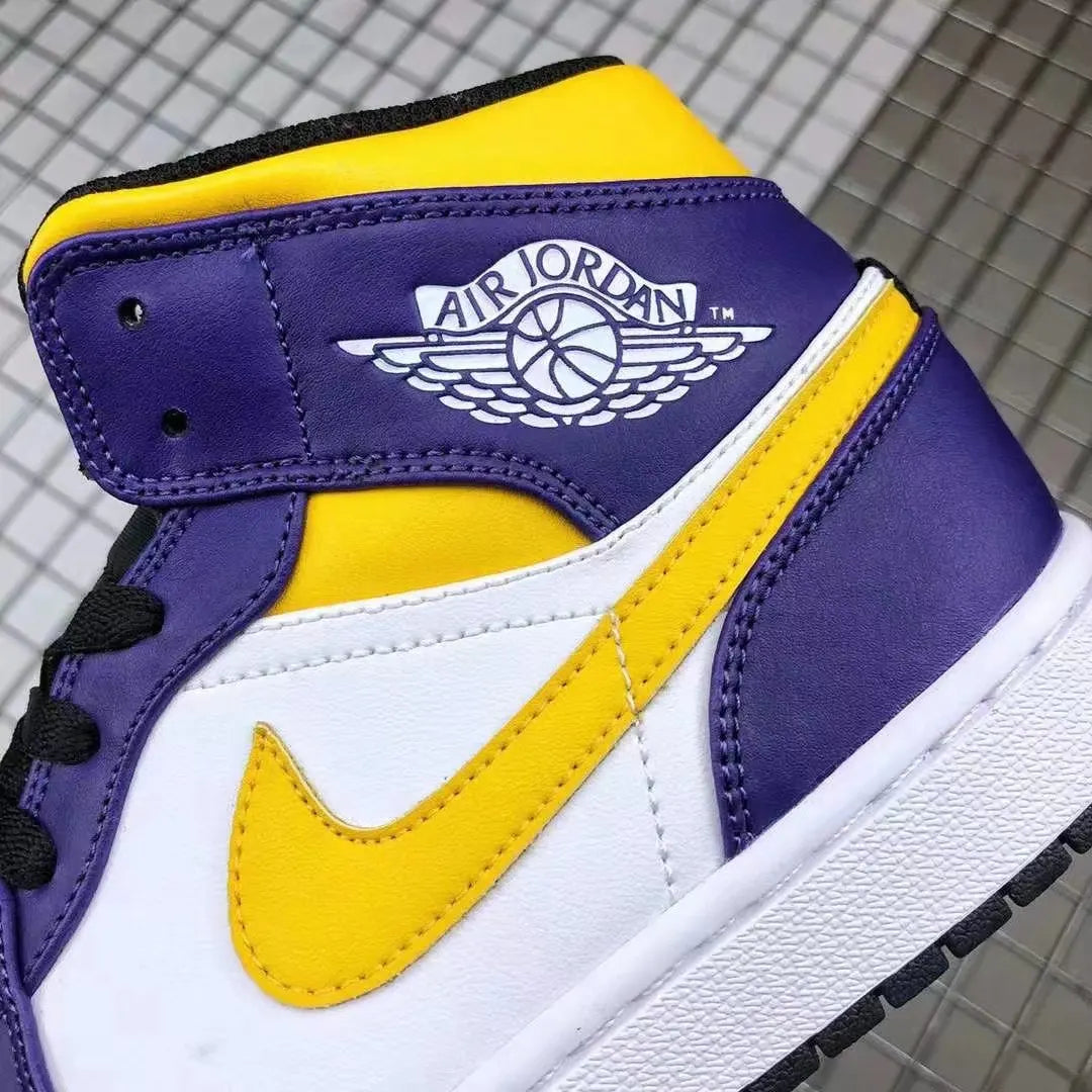 purple Air Jordan 1 Mid Lakers - Hình 3