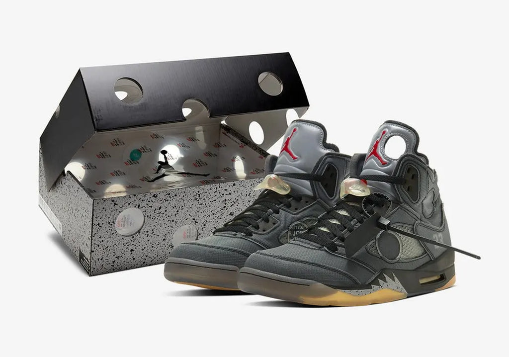 retro Air Jordan 5 Off-White Grey - Hình 3
