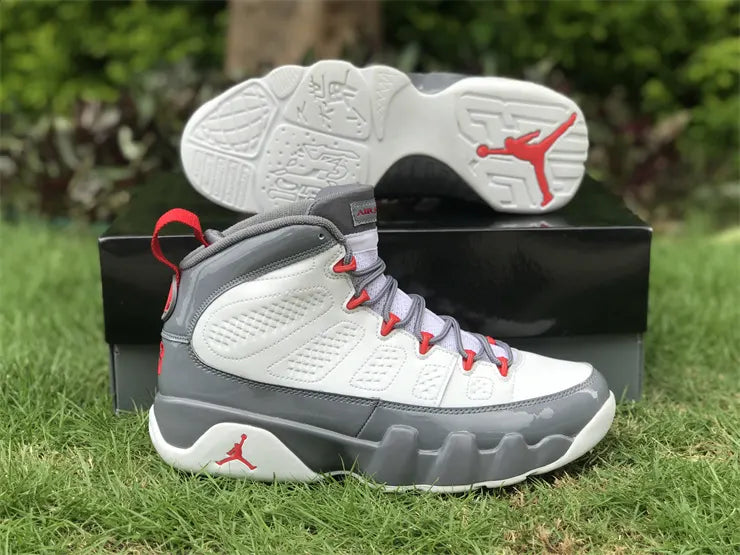 Air Jordan 9 Retro White Grey Red - Hình 9