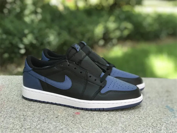 leather Air Jordan 1 Low Black Royal - Hình 6
