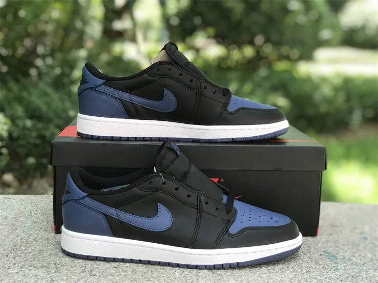 leather Air Jordan 1 Low Black Royal