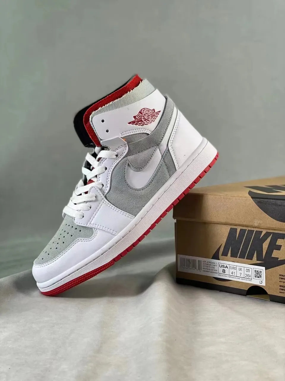 Air Jordan 1 High White Grey Red - Hình 4