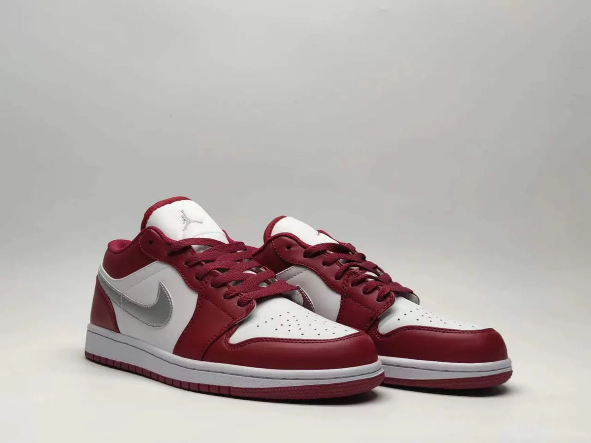 silver Air Jordan 1 Low Red