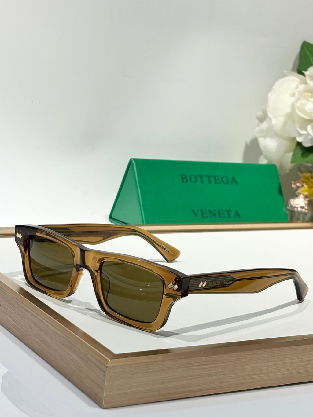 Bottega Veneta BV1351 Black & Green Designer Sunglasses 50-12-145 mm - detail image 5