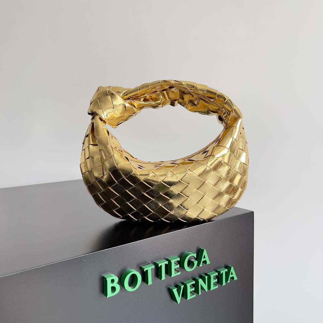 Bottega Veneta 651876 Black & Gold Hobo Bag 26 × 13 × 8.5 cm