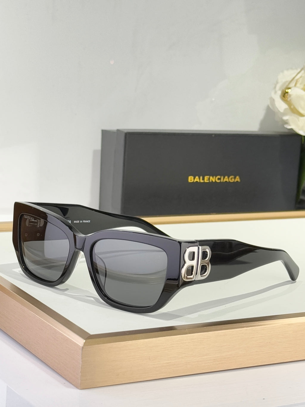 Balenciaga BB0361 Black & Rose Gold Designer Sunglasses 56-17-130 mm