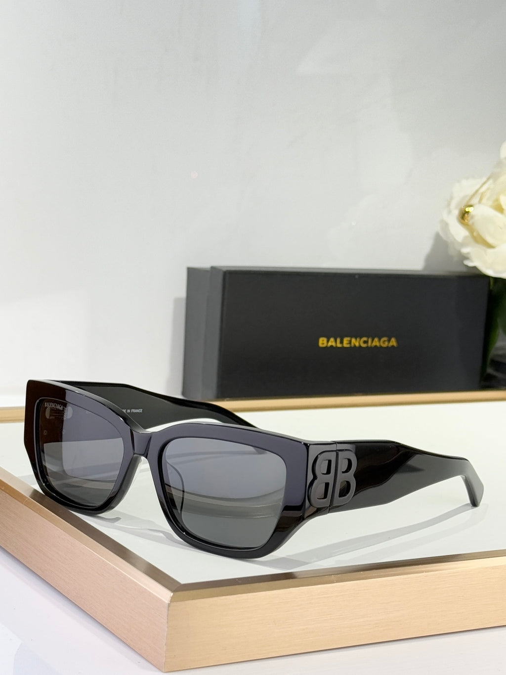 Balenciaga BB0361 Black & Rose Gold Designer Sunglasses 56-17-130 mm - detail image 4