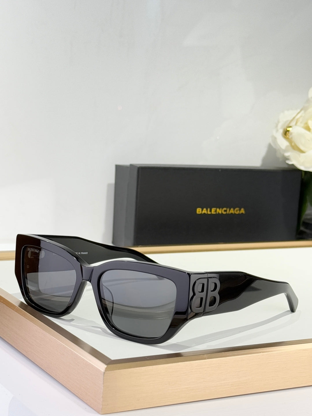 Balenciaga BB0361 Black & Rose Gold Designer Sunglasses 56-17-130 mm - detail image 4