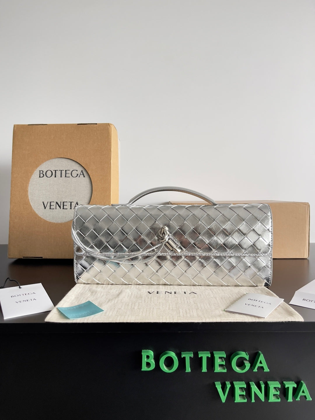 Bottega Veneta Silver & Black Designer Handbag Edition 6