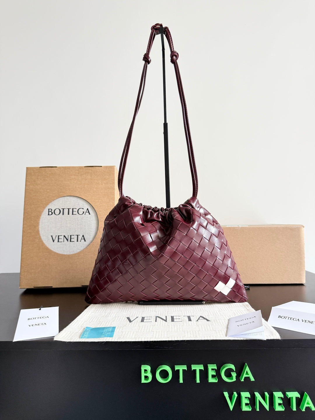 Bottega Veneta Red & White Designer Handbag