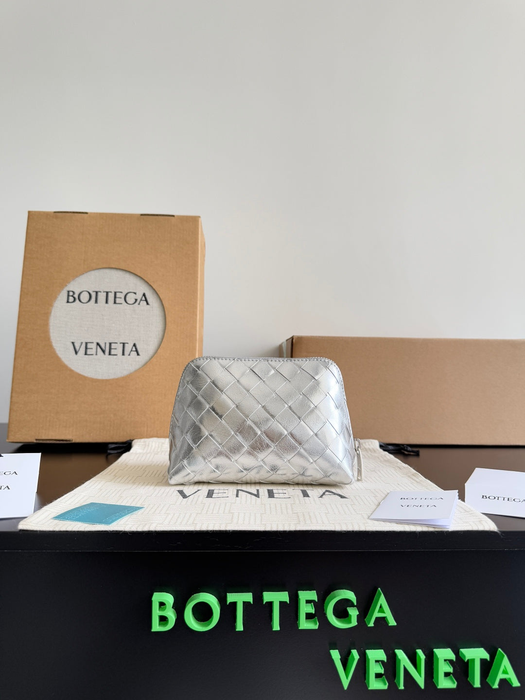 Bottega Veneta Silver & Black Designer Wallet Edition 2