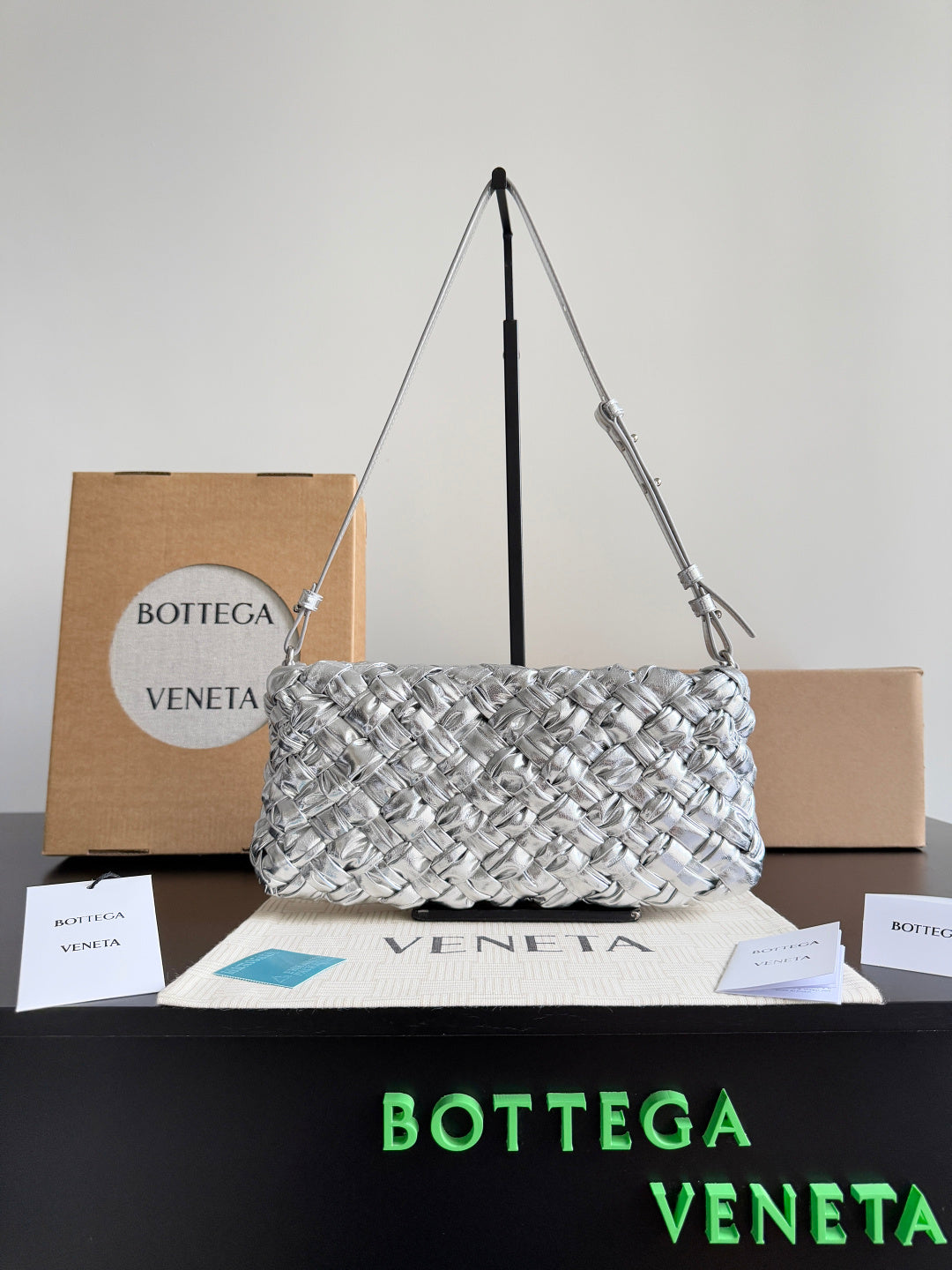Bottega Veneta Silver Designer Handbag Edition 50