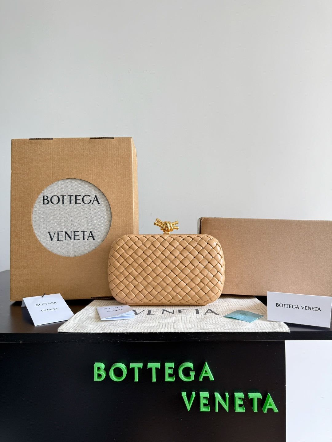 Bottega Veneta Black & Rose Gold Designer Wallet