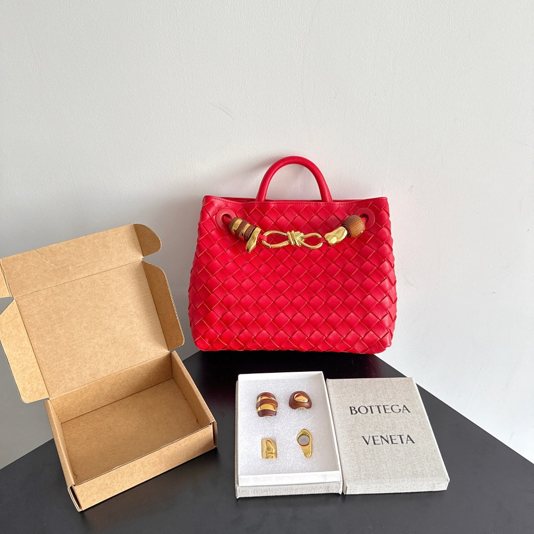 Bottega Veneta Red & Orange Designer Handbag
