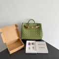 Bottega Veneta Olive Green & Orange Designer Handbag