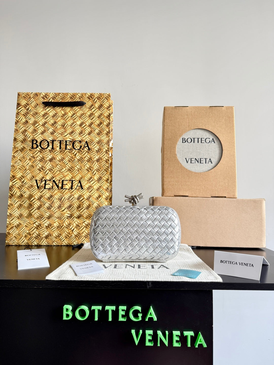 Bottega Veneta Silver Designer Handbag Edition 30