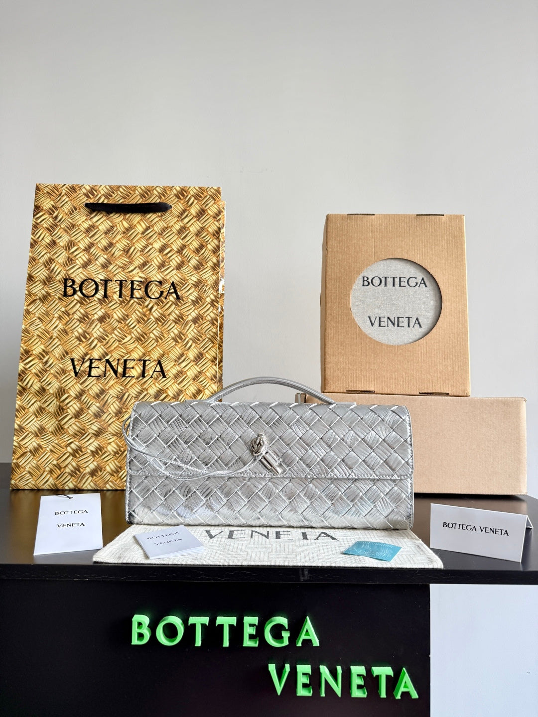 Bottega Veneta Silver Designer Handbag Edition 34