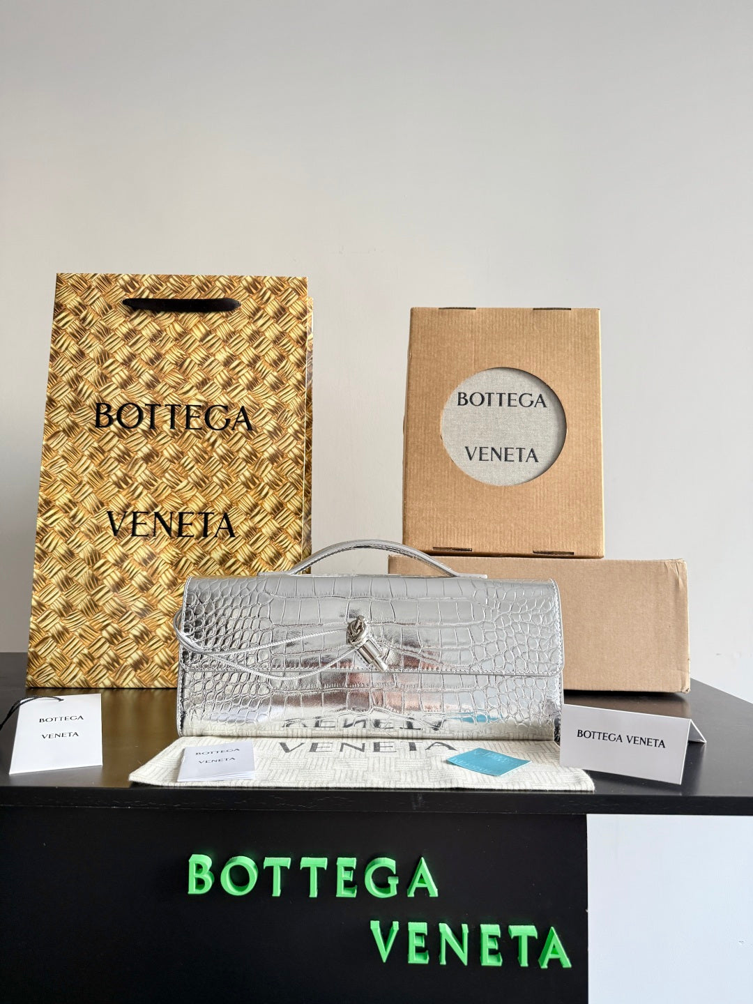 Bottega Veneta Silver Designer Handbag Edition 37