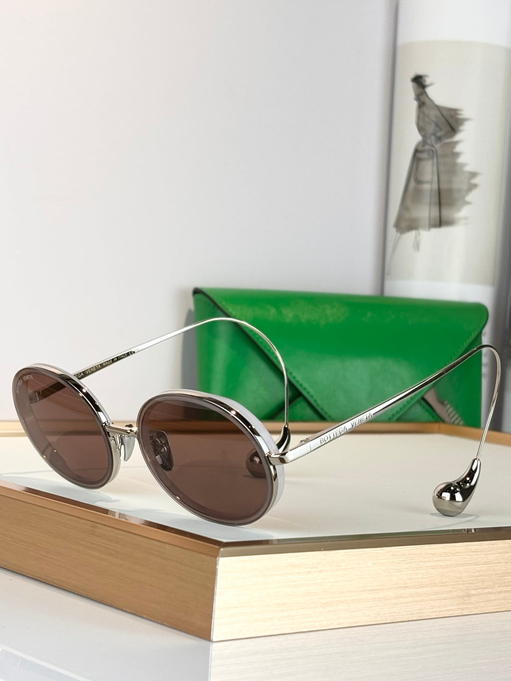 Bottega Veneta BV2031LA Green & Brown Designer Sunglasses 58-18-145 mm - detail image 4