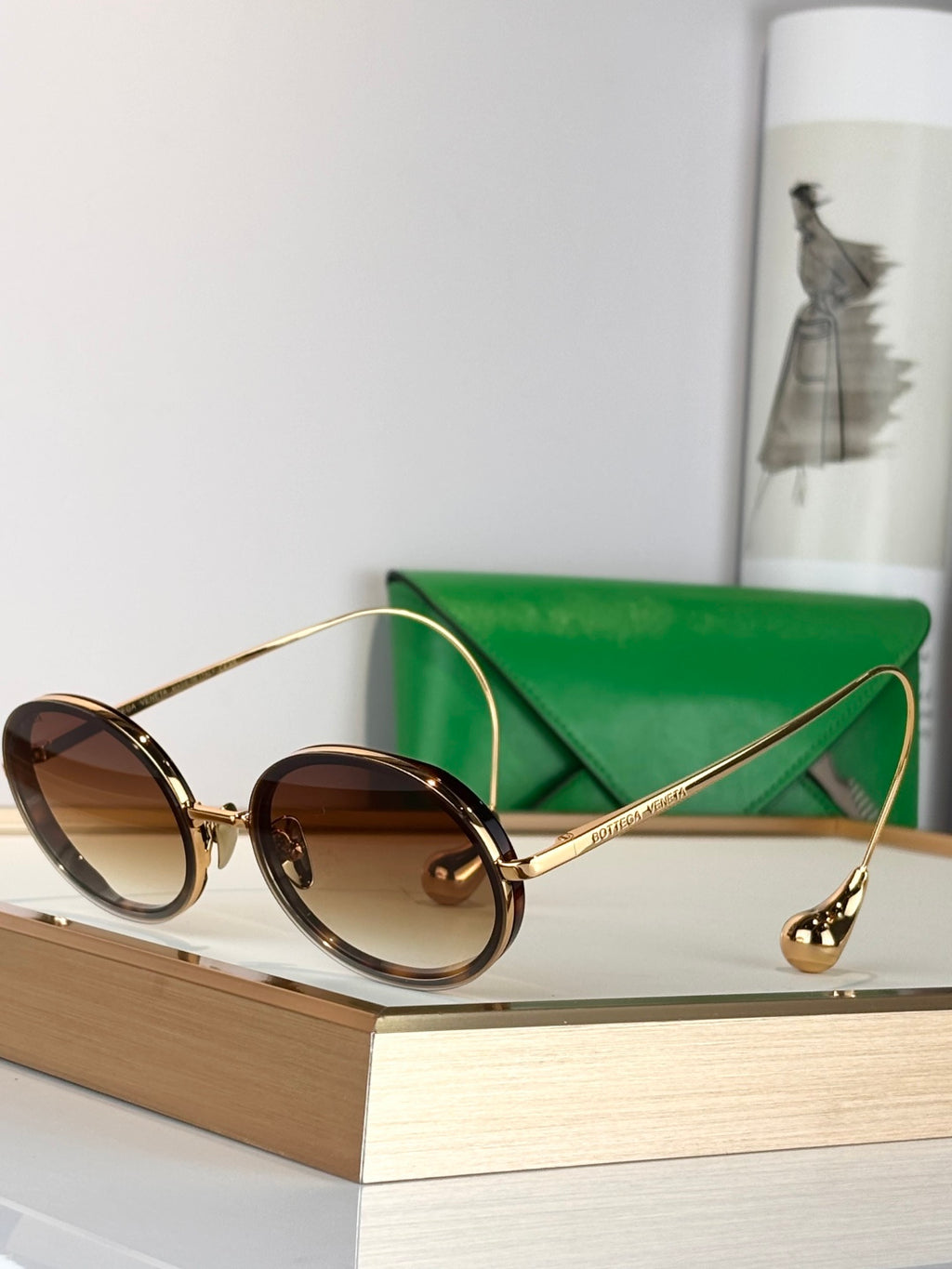 Bottega Veneta BV2031LA Green & Brown Designer Sunglasses 58-18-145 mm - detail image 6