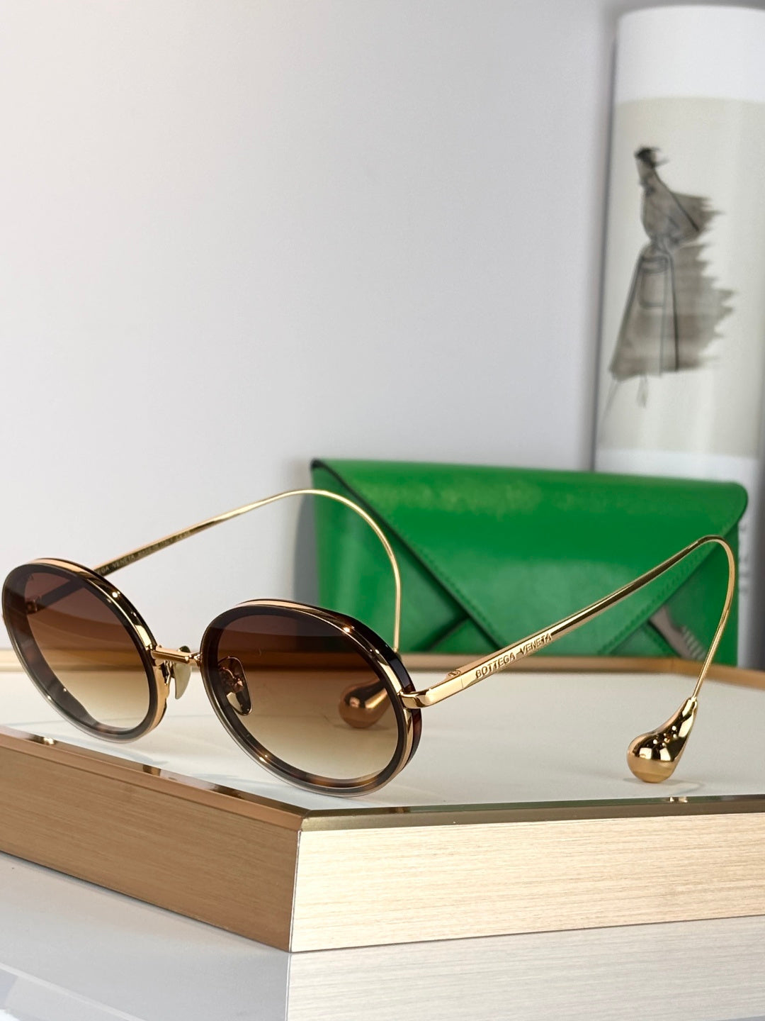 Bottega Veneta BV2031LA Green & Brown Designer Sunglasses 58-18-145 mm - detail image 6