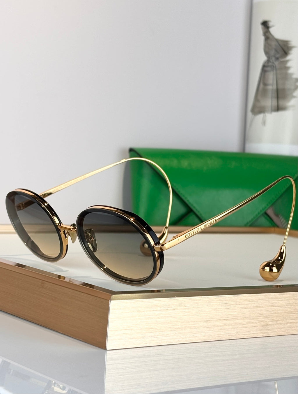 Bottega Veneta BV2031LA Green & Brown Designer Sunglasses 58-18-145 mm - detail image 2