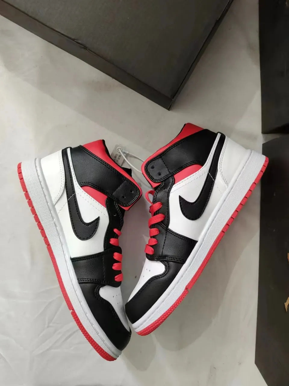 black Air Jordan 1 Mid Red