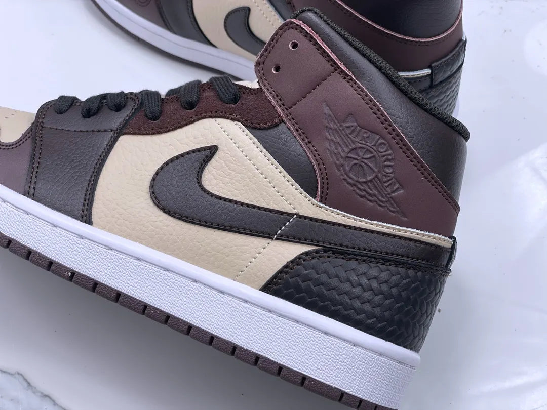 premium Air Jordan 1 Mid Brown Basalt - Hình 3