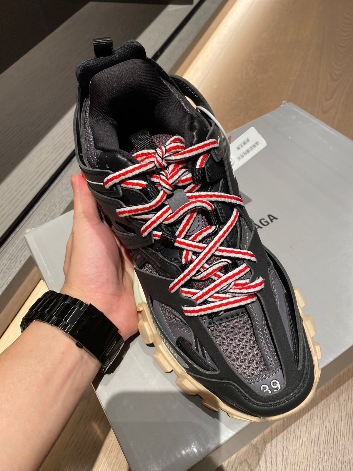 Balenciaga TRACK1 Black & Rose Gold Designer Shoes - detail image 6