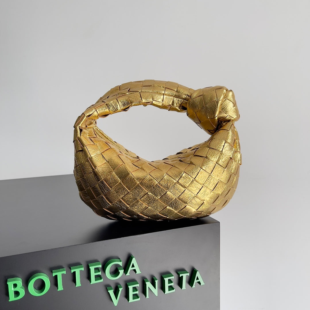 Bottega Veneta Gold & Brown Designer Handbag