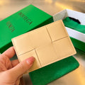 Bottega Veneta Rose Gold & Green Card Holder