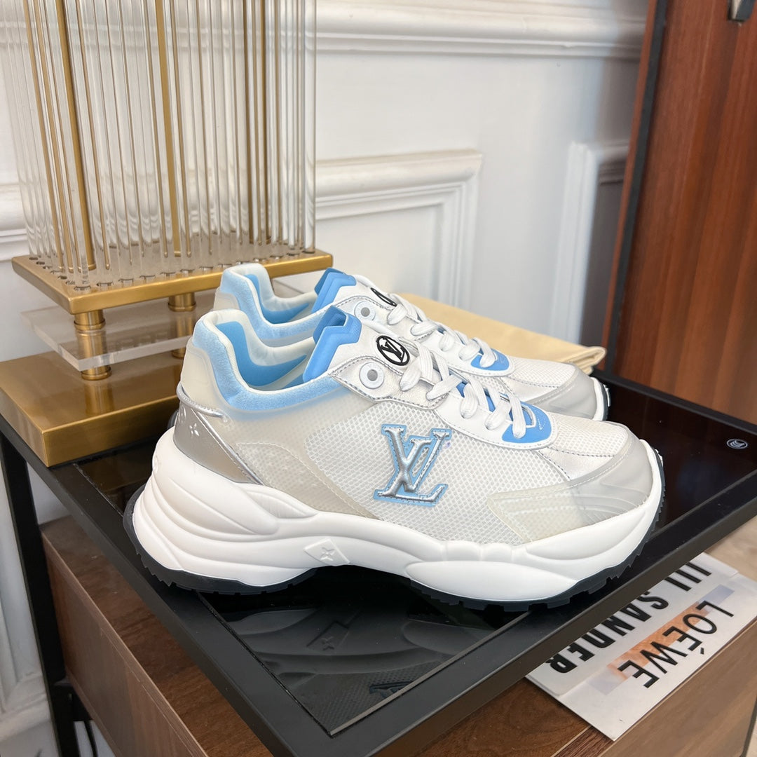 LOUIS VUITTON LV RUN 55 SNEAKER WHITE BLUE
