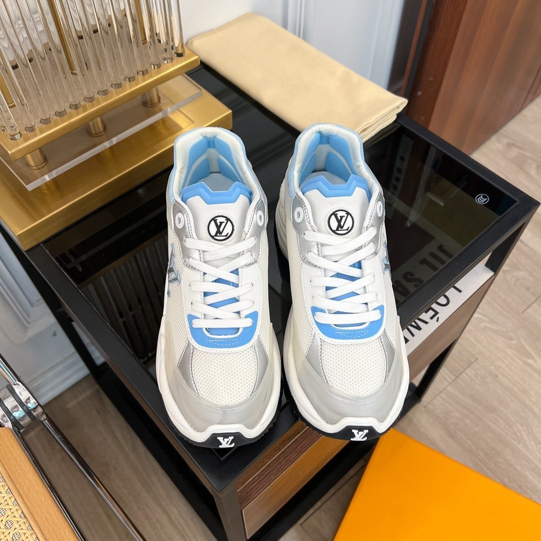 LOUIS VUITTON LV RUN 55 SNEAKER WHITE BLUE