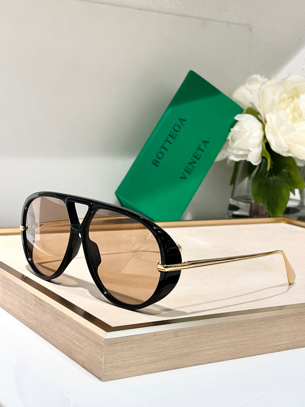 Bottega Veneta BV1274 Black & Green Designer Sunglasses 63-12-145 mm - detail image 5