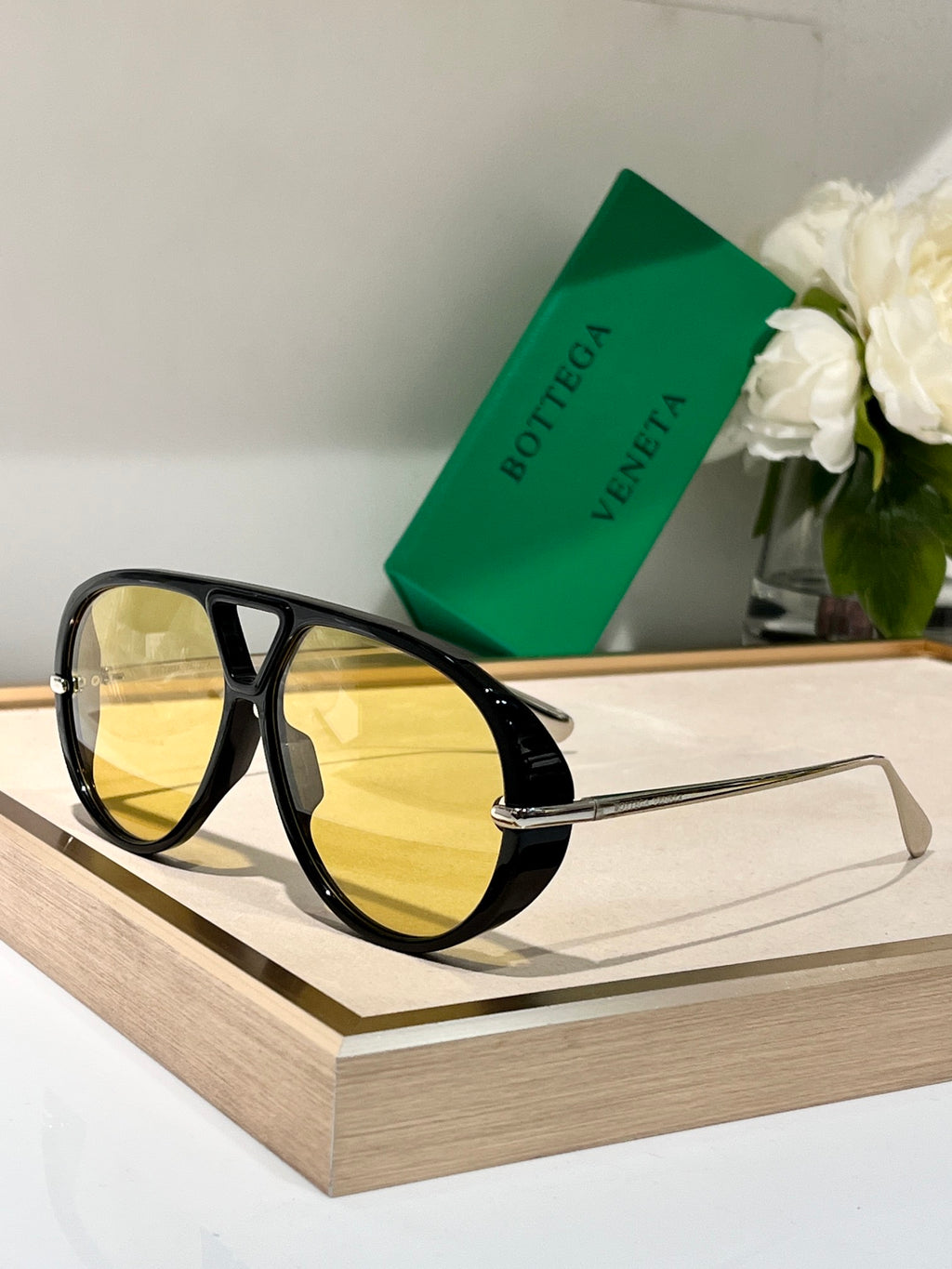 Bottega Veneta BV1274 Black & Green Designer Sunglasses 63-12-145 mm