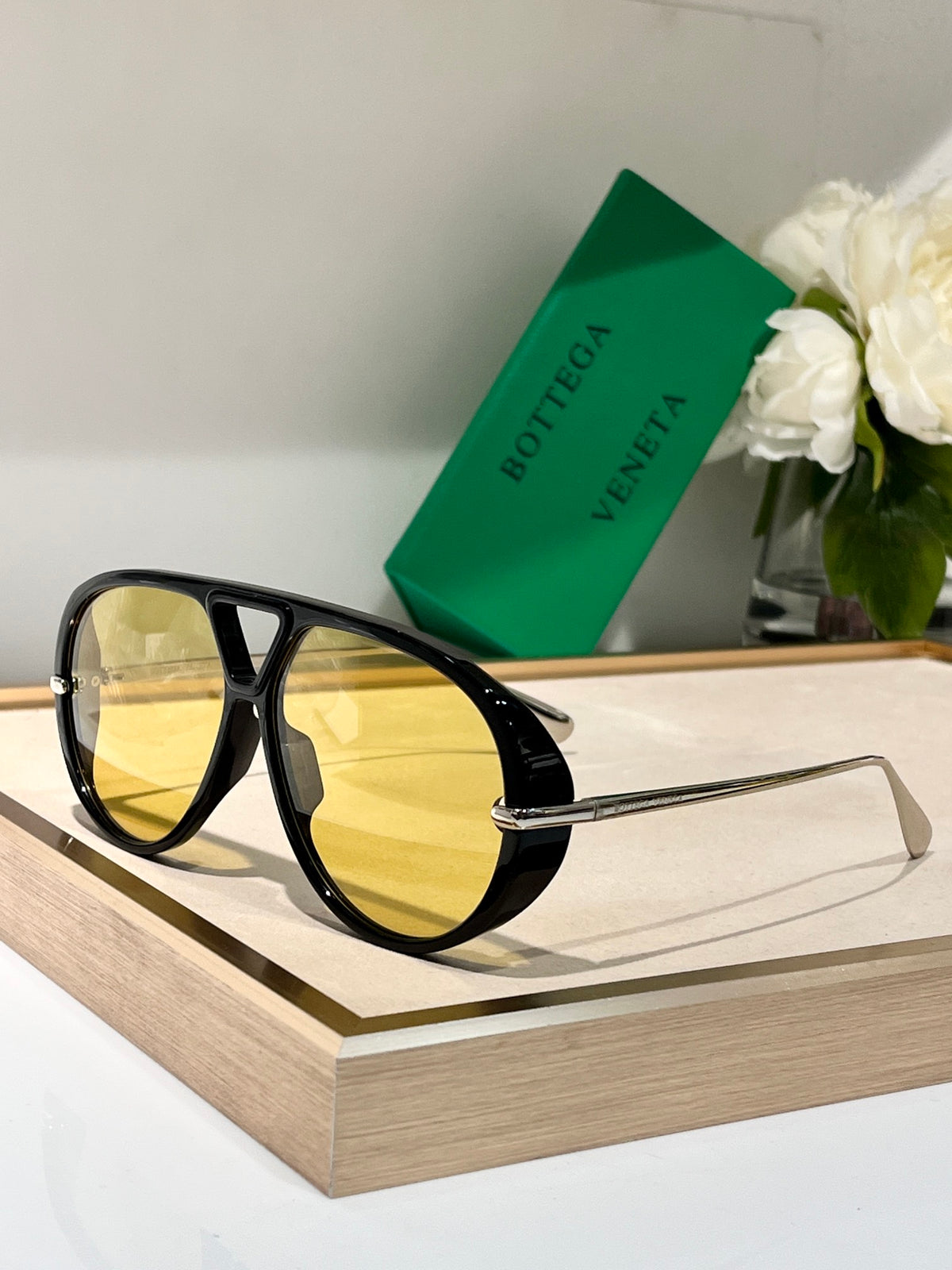 Bottega Veneta BV1274 Black & Green Designer Sunglasses 63-12-145 mm