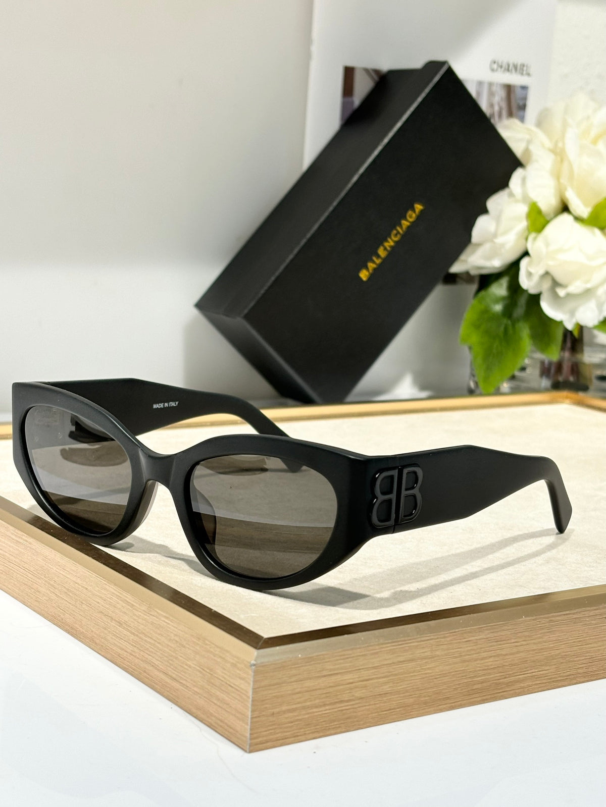 Balenciaga BB0324SK Black & Rose Gold Designer Sunglasses 55-19-135 mm - detail image 3