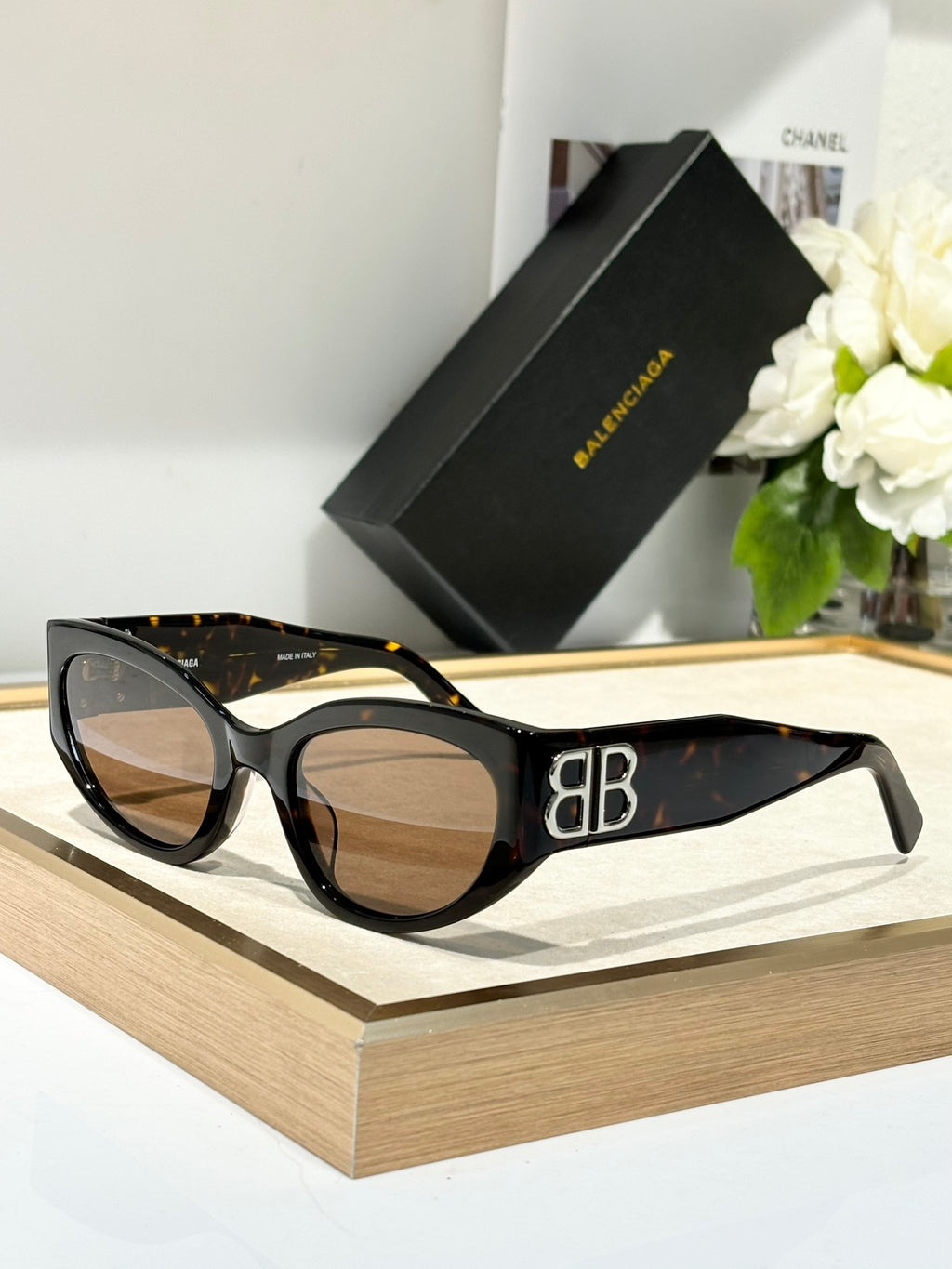 Balenciaga BB0324SK Black & Rose Gold Designer Sunglasses 55-19-135 mm - detail image 4