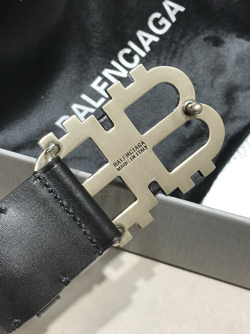 Balenciaga 6741811CH Black & Silver Designer Belt - detail image 6