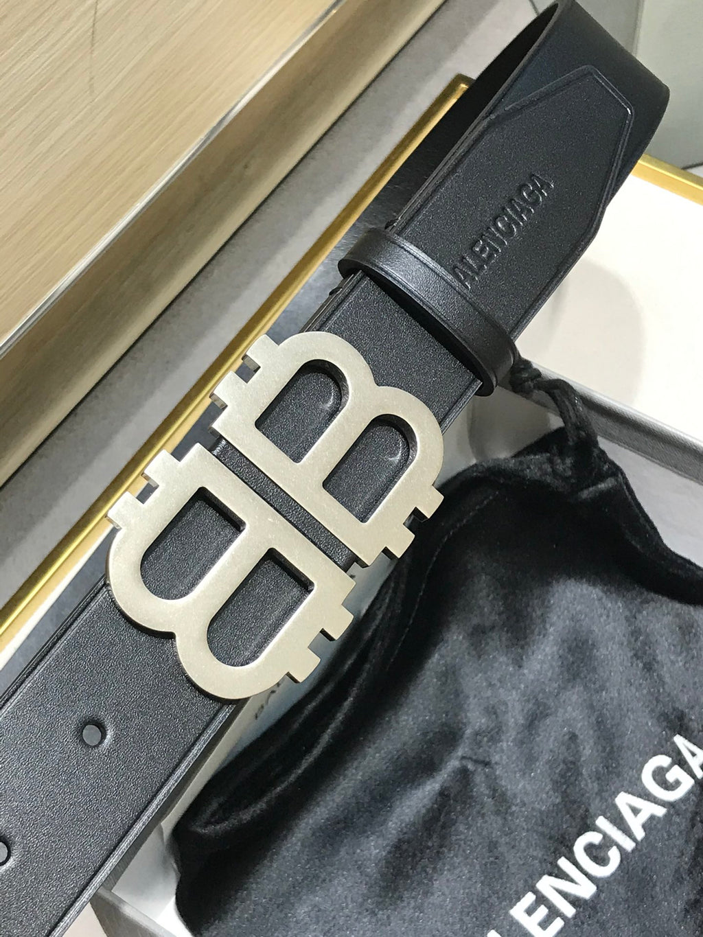 Balenciaga 6741811CH Black & Silver Designer Belt - detail image 2