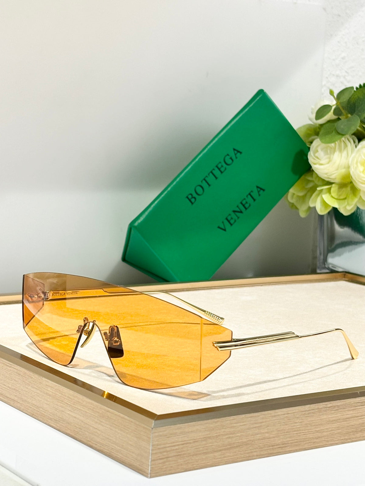 Bottega Veneta BV1299S Green & Yellow Designer Sunglasses - detail image 6