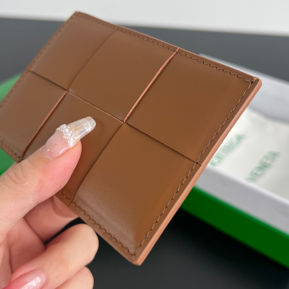 Bottega Veneta Orange & Green Card Holder - detail image 6