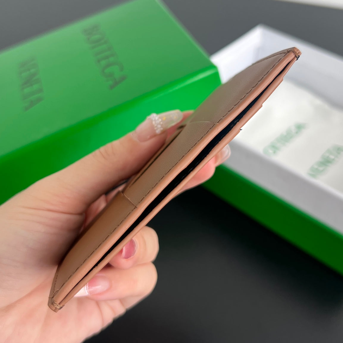 Bottega Veneta Orange & Green Card Holder - detail image 3