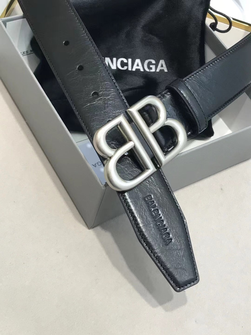 Balenciaga 7660672AASF1000 Black & Silver Designer Belt Edition 2 - detail image 3
