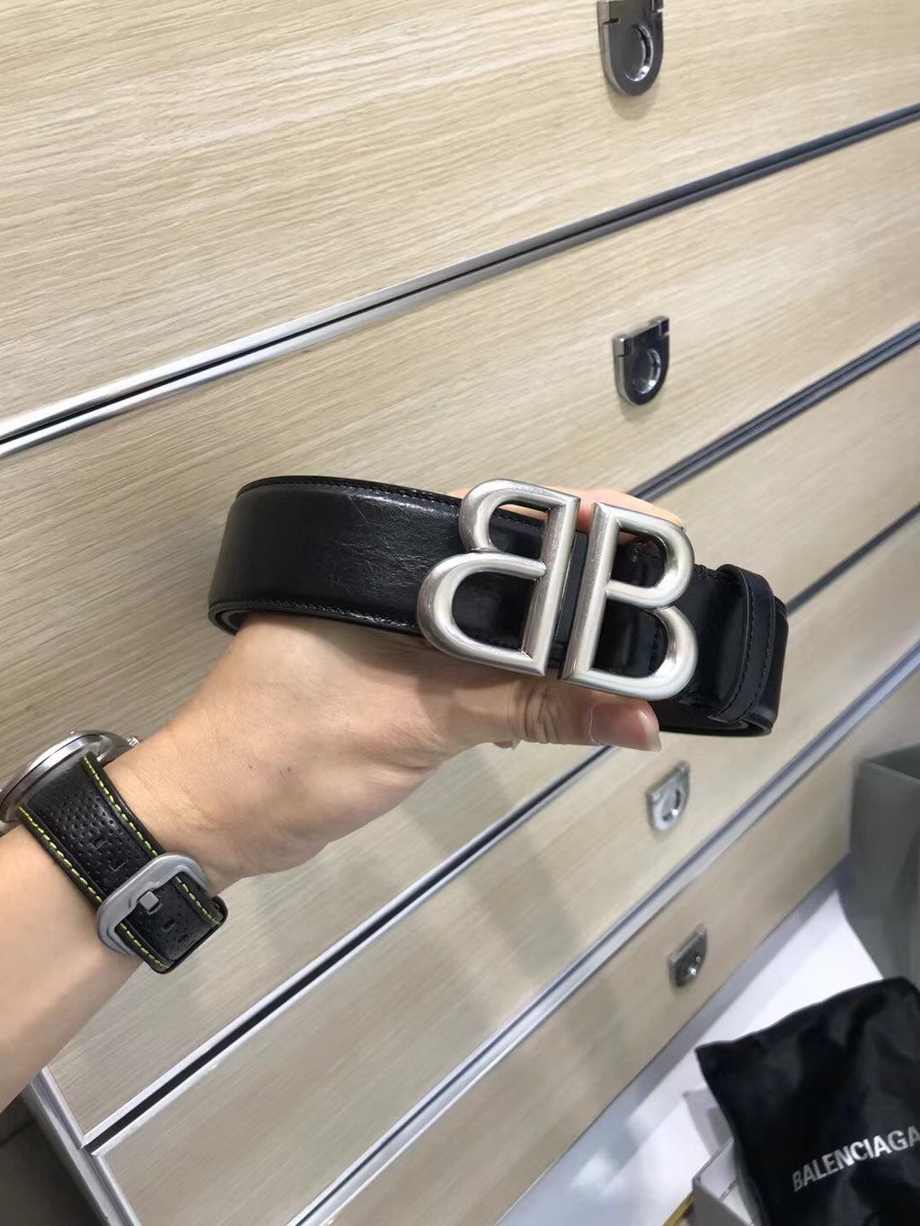 Balenciaga 7660672AASF1000 Black & Silver Designer Belt Edition 2