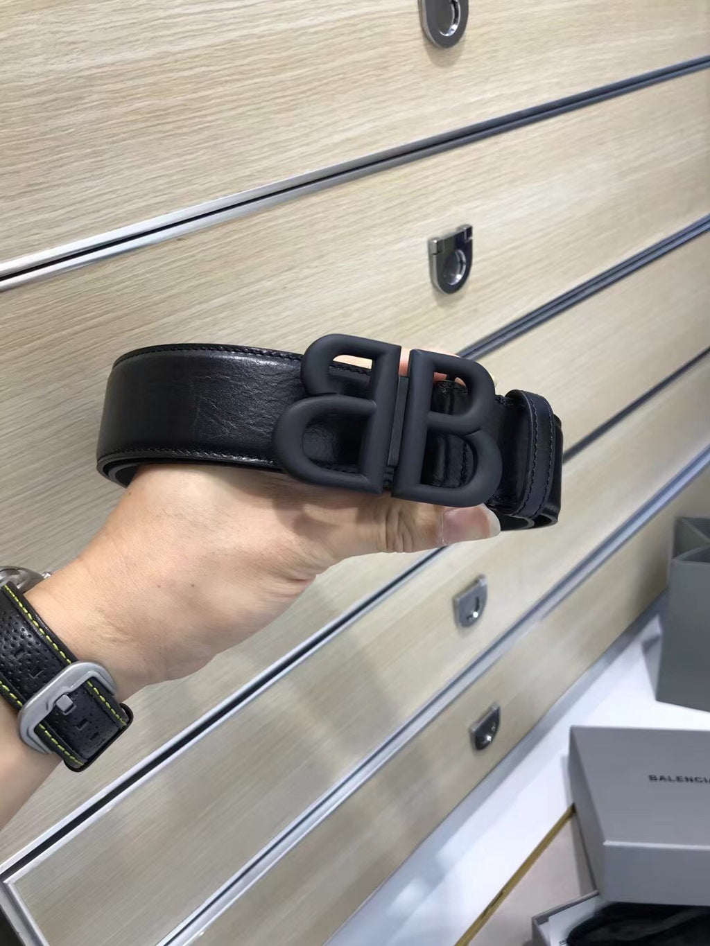 Balenciaga 7660672AASF1000 Black Designer Belt