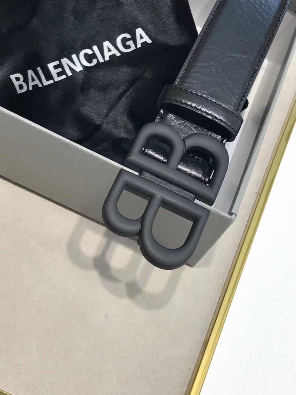 Balenciaga 7660672AASF1000 Black Designer Belt - detail image 6